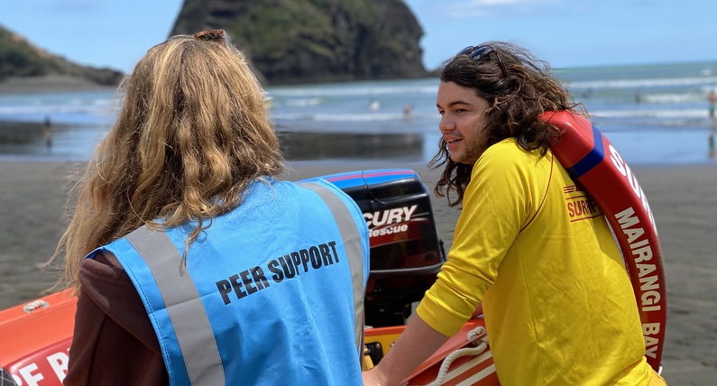 Peer Supporter at work. Courtesy Surf Life Saving New Zealand